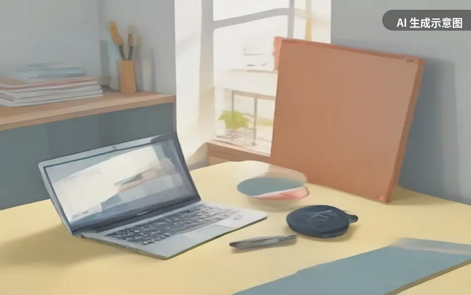 示意画面:办理待遇申报的桌面场景(AI 生成示意图,非真实照片)