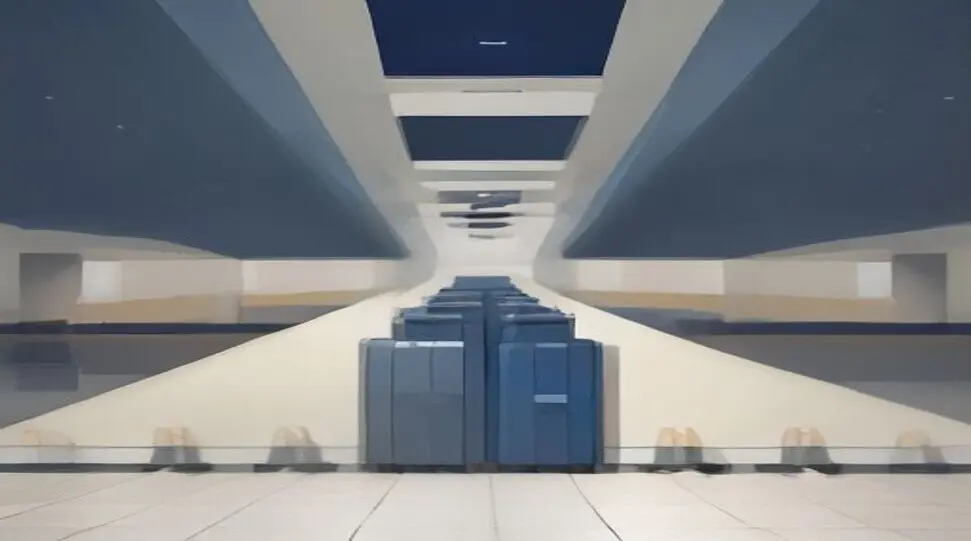 示意图:空无一人的机场入境查验通道