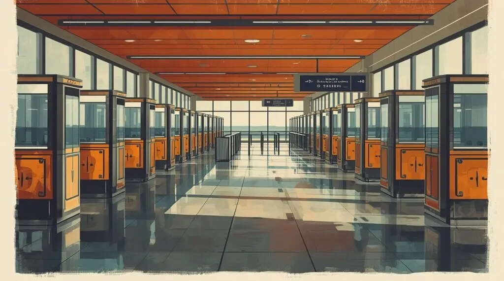 机场边检区示意画面(空置状态)。