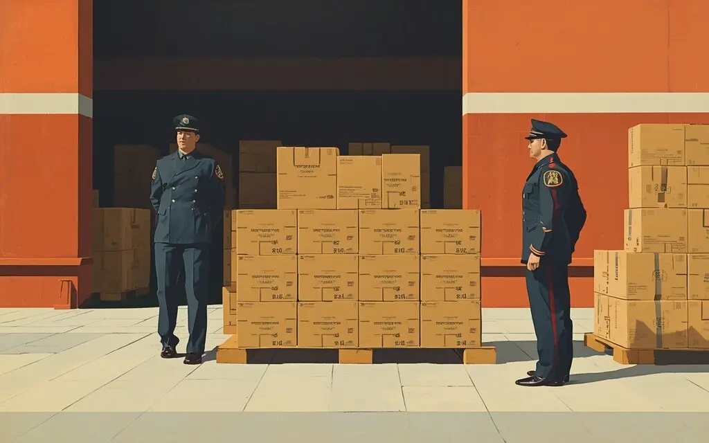 示意图:财政警察查获走私香烟场景
