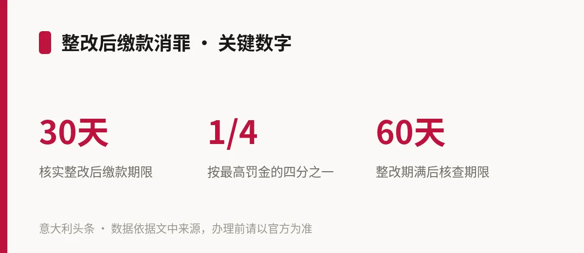 整改后缴款消罪 · 关键数字