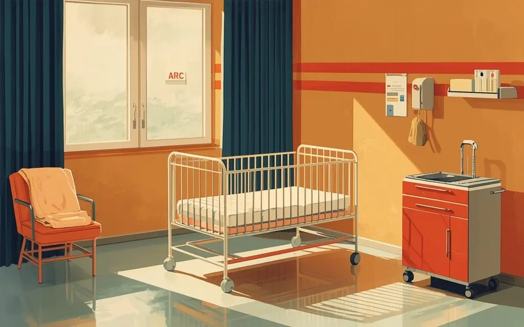 示意画面：医院产科病房的婴儿床与医疗推车，与本报道所涉具体医院无关
