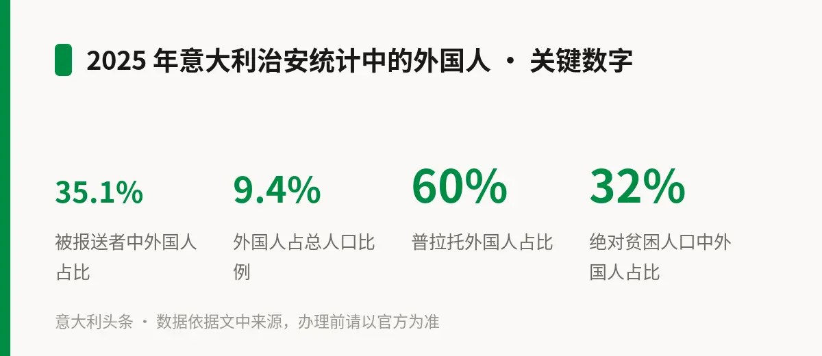 2025 年意大利治安统计中的外国人 · 关键数字