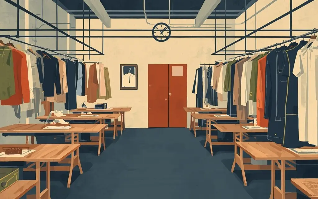 示意画面:服装熨烫作坊(与报道所涉企业无关)