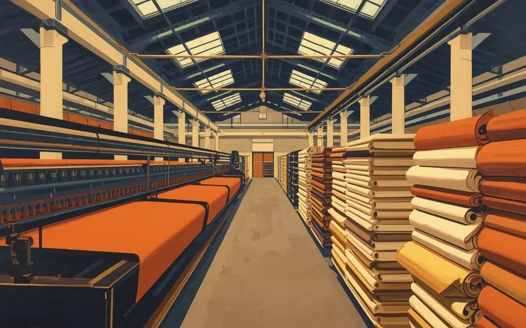 纺织厂织机与布卷示意画面,与本报道所涉具体企业无关